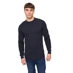 Crosshatch Mens Kabstars Cable Knit Pullover / Navy